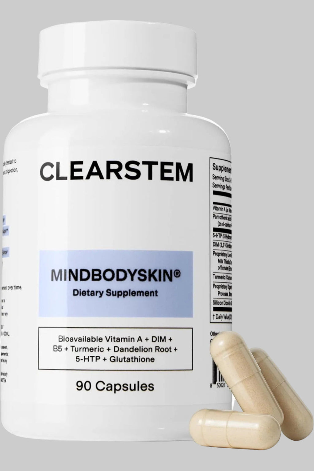 CLEARSTEM MINDBODYSKIN® · Suplemento para acné hormonal x 90 cápsulas